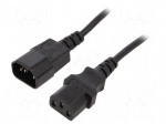 Cable | 3x0.5mm2 | IEC C13 female,IEC C14 male | PVC | 1.8m | black | 6A