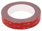 Tape: fixing | W: 25mm | L: 5.5m | Thk: 1.1mm | acrylic | grey | max.230&deg;C