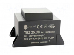 Transformer: encapsulated | 25VA | 400VAC | 24V | 1041.6mA | PCB | IP00