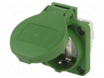 Connector: AC supply | socket | 2P+PE | 250VAC | 16A | green | PIN: 3 | IP54