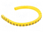 Marker: cable | Marking: B | 1.3&divide;3mm | PVC | yellow | leaded | PA-02 | L: 3mm