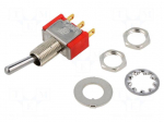Switch: toggle | Pos: 2 | SPDT | ON-ON | 0.02A/20VAC | 0.02A/20VDC | 100