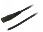Cable | 2x0.5mm2 | wires,DC 5,5/2,1 socket | straight | black | 2m