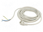 Cable | 3x1.5mm2 | CEE 7/7 (E/F) plug angled,wires | PVC | 10m | white