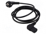 Cable | 3x0.75mm2 | PVC | 2m | black | 10A | 250V
