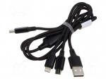 Cable | High Speed,USB 2.0 | nickel plated | 1m | black | Cu | 30AWG | 2A