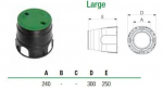Apaļa &scaron;ahta 300xH250mm LARGE &Scaron;ahta elektoventiļiem LARGE, apaļa