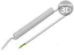 Wire: coiled | 4x0.5mm2 | unshielded | PUR | white | 300V | 0.3m | 1.2m