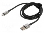 Cable | USB A plug,USB C plug | 1m | black | textile | 100W