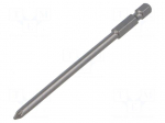 Screwdriver bit | Pozidriv&reg; | PZ1 | 1/4" | Overall len: 100mm