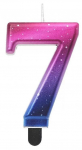 GoDan Night sky Metallic Cake Candle topper Number 7 (8cm) Pink/Blue/Violet Ombre