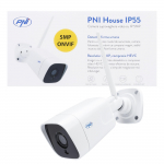 PNI House IP55 5MP wireless video surveillance camera with IP, stand-alone, outdoor and indoor and microSD slot, night mode