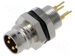 Connector: M8 | male | PIN: 4 | 48V | IP67 | socket | external thread | 4A