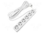 Extension lead | 3G1.5mm2 | 5m | PVC | white | Sockets no: 6 | 16A