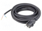 Cable | 2x1.5mm2 | CEE 7/17 (C) plug,cables | rubber | 3m | black | 16A