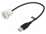 Cable | USB 2.0 | USB A socket,USB A plug | 0.3m | black | 24AWG,28AWG