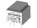Transformer: encapsulated | 0.5VA | 230VAC | 9V | 55.5mA | Mounting: PCB