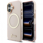 Case Guess IML Script Metal MagSafe for iPhone 17 / pink