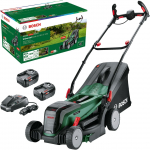 Bosch cordless lawn mower UniversalRotak 2x18V-37-550, 36Volt (2x18V) (green/black, 2x Li-ion battery 4.0Ah, POWER FOR ALL ALLIANCE)