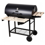 Duży grill ogrodowy, węglowy, pokrywa + p&oacute;łki + popielnik