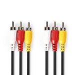 Cable iLike  Kompozitvideo kabelis 3x RCA Male - 3x RCA Male 1 5 m melns