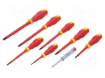 Kit: screwdrivers | Pcs: 8 | Phillips cross,slot,insulated | 1kVAC