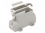 Enclosure: for HDC connectors | size 10A | with latch | angled | M20