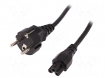 Cable | CEE 7/7 (E/F) plug angled,IEC C5 female | 1.8m | black | 10A