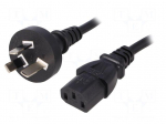 Cable | IEC C13 female,AS/NZS 3112 (I) plug | 1.5m | black | PVC