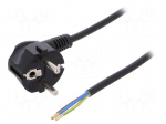 Cable | SCHUKO plug,CEE 7/7 (E/F) plug angled,wires | 3m | black