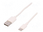 Cable | USB 2.0 | USB A plug,USB C plug | 3m | white | Core: Cu | 480Mbps