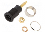 Socket | 4mm banana | 32A | 1kV | Cutout: &Oslash;12.2mm | black | gold-plated