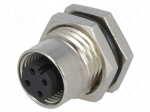 Connector: M12 | socket | PIN: 4 | female | 250V | straight | IP68 | THT