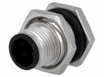 Connector: M12 | socket | PIN: 4 | male | 250V | straight | IP68 | THT | metal