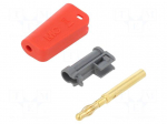 Laboratory connector: 4mm banana | plug | 19A | 30VAC | 60VDC | red