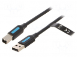 Cable | USB 2.0 | USB A plug,USB B plug | nickel plated | 3m | black