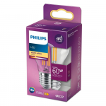 PHILIPS LED stikla 60W E27 Silti balta 2700K P45 caurspīdīga spuldze 8718699762315 929002029055