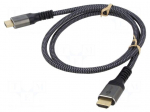 Cable | HDMI plug,both sides | PVC | Braid material: textile | Len: 1m