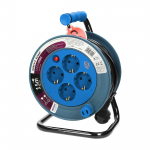 Elektrimaterjalid | Kaablid, Jaotuss&uuml;steemid ja T&ouml;&ouml;riistad // Elektri laiendid, Pikendusjuhtmete, hajutuste ja UK ja USA adapterite komplekt // Przedłużacz bębnowy MINI, 4 gniazda 2P+Z, metalowy stojak, polwinit H05VV-F 3x1mm? , długość 15m, turkusow ...