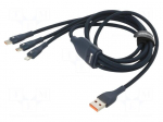 Cable | USB 2.0 | 1.2m | navy blue | textile | 66W