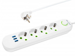 Elektrimaterjalid // Elektri laiendid, Pikendusjuhtmete, hajutuste ja UK ja USA adapterite komplekt // 98-225# Przedłużacz sieciowy ps-450 4-gniazda 3xusb 5m biały 3x1mm