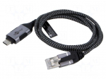 Cable | slim,USB 3.1 | RJ45 plug,USB C plug | nickel plated | 1m