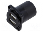 Coupler | USB A socket x2,both sides | for panel mounting,screw