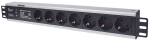 Intellinet 19" 1.5U Rackmount 7-Output Power Distribution Unit (PDU) EU CEE 7/3 Outlets, With Surge Protection, Built-in 3m Power Cord with EU CEE 7/4 Plug