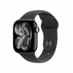 Apple Watch Series 11 GPS + Cellular 42mm Jet Black Aluminium Case with Black Sport Band - M/L