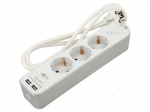 Extension lead | 3G1.5mm2 | 1.5m | PVC | white | Sockets no: 5 | 16A