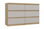 M6 MALWA CHEST OF DRAWERS 120CM 6 DRAWERS COLOUR ARTISAN OAK/CASHMERE