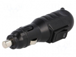 Cigarette lighter plug | 8A | Sup.volt: 7&divide;12VDC | 12V/1x8A | black