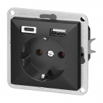 T&ouml;&ouml;riistad ja m&otilde;&otilde;teseadmed // Uued tooted t&ouml;&ouml;riistade, tarvikute kategoorias // Gniazdo pojedyncze p/t 2P+Z, Schuko, z ładowarką USB A+C Pearl, 16 A, 250 V, PT-17P/USB A+C, czarny