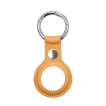 Smart tag accessories iLike  AirTag PU Leather Key Ring Keychain Case Light Brown
